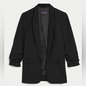 M&S Collection Black Ruched Sleeve Blazer | Size Small (US 4)